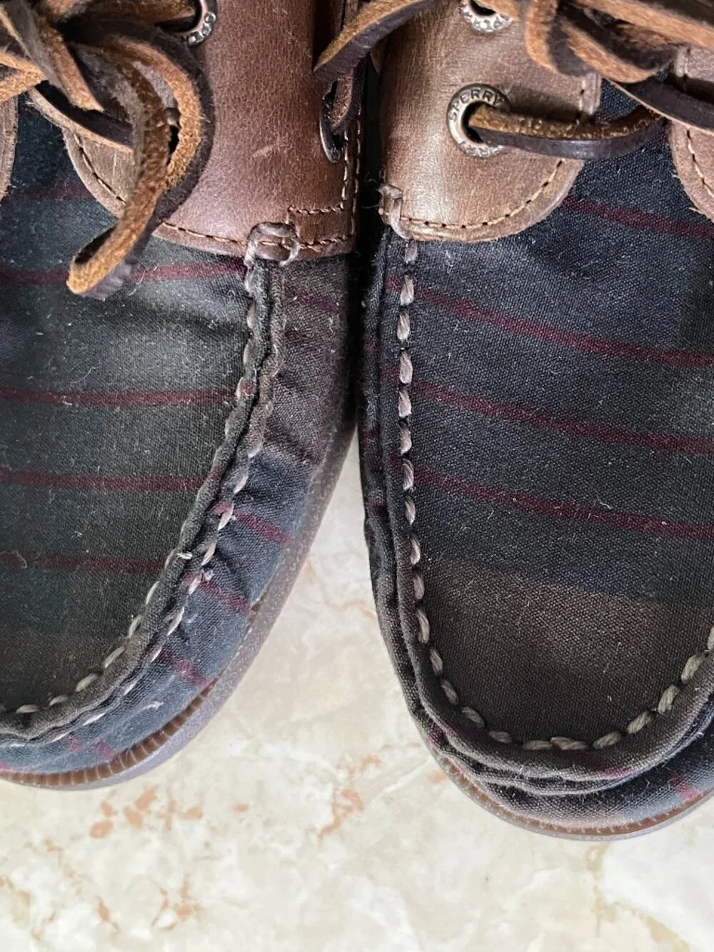 NWOB Sperry Top Sider Mens Sz 7.5 AO Ltd Edition Plaid Oil Cloth and Leather